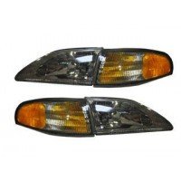 Headlamp Kit Smoke with Amber Reflectors. Fits 94-98 Mustang