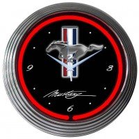 Neonetics Red Neon Mustang Clock