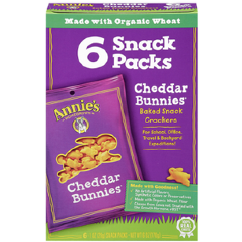 Annie's Homegrown Cheddar Bunnies 6 Snackpks, 6pk Annie's Homegrown Cheddar Bunnies 6 Snackpks, 6pk