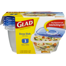 Glad Deep Dish Containers, 3ct