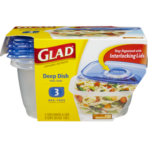 Glad Deep Dish Containers, 3ct Glad Deep Dish Containers, 3ct