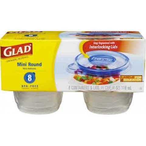 Glad Mini Round Containers, 8ct Glad Mini Round Containers, 8ct