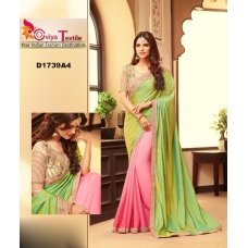 Silver Screen Party Wear Saree Heavy Blouse - GREEN