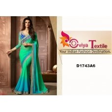 Silver Screen Party Wear Saree Heavy Blouse - BLUISH GREEN