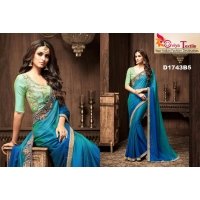 GREENISH BLUE DESIGNER SAREE 