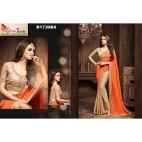 GOLD ORANGE DESIGNER SAREE