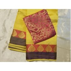 Tussar Silk Deepam Border Saree With Extra Blouse