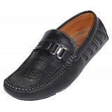Amali Mateo Croc Print Driving Loafer in Black