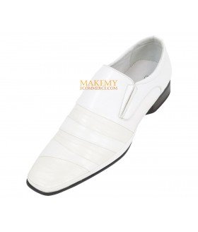 Amali Mens Smooth White Folded Vamp Contemporary Slip On: Style 2837-007
