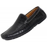 Amali Style Zeki Black Croc Print Loafer