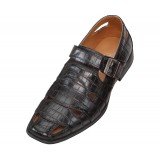 Bolano Black Open Toe Croc Print Sandal