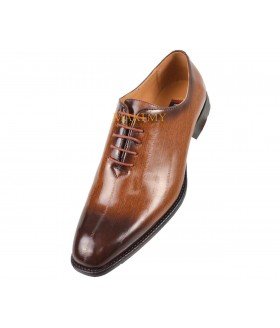 Bolano Mens Cognac Rust Eel Print Dress Bal Oxford Lace up: Brayden-215