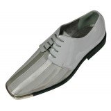 Bolano Style 5205 Grey Striped Satin w/Silver Tip
