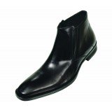 Steven Land SL344 Black Plain Toe Boot with Side Zipper