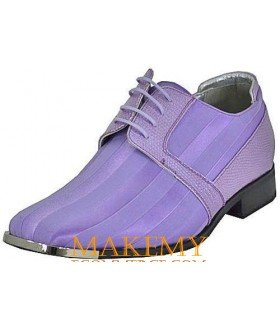 Viotti Style 17 Lavender Striped Satin Oxford with Lizard Print on Sides
