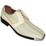 Viotti Style 17 Lemon Striped Satin Oxford with Lizard Print on Sides