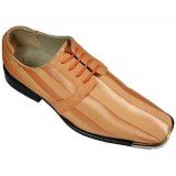 Viotti Style 17 Peach Striped Satin Oxford with Lizard Print on Sides