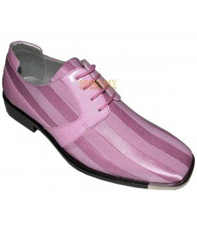 Viotti Style 17 Pink Striped Satin Oxford with Lizard Print on Sides