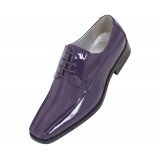 Viotti Style 179 Purple Striped Satin Oxford with Patent on Sides