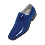 Viotti Style 179 Royal Blue Striped Satin Oxford with Patent on Sides