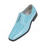 Viotti Style 179 Turquoise Striped Satin Oxford with Patent on Sides